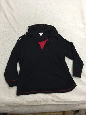 CJ Banks Sweatshirt Plus Size 2X Black 1/4 Zip Mock Neck Long Sleeve Liner Accen - Image 1 of 4