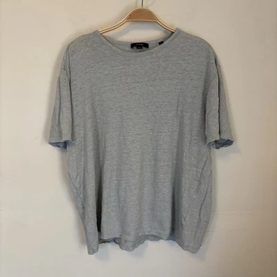 Camiseta Vince 100% Lino XL Gris Azul Armario Grapa Silenciosa Lujo Preppy Foto 1 de 4