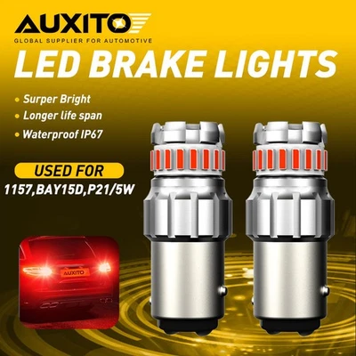 AUXITO LED Bombillas de luz de señal de freno trasero 1157 BAY15D rojo puro súper brillante EAG Foto 1 de 4