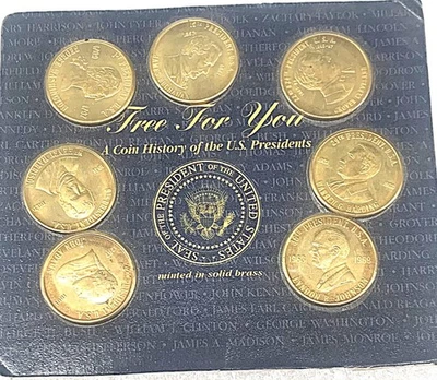 US Mint Sealed-A Coin History Of The Us Presidents-5 Solid Brass Coins Smcab - Image 1 of 2