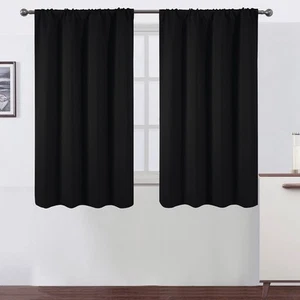 Black Blackout Curtains/42 x 54 Inch/Set of 2 Panels Room Darkening Curtains ... - Picture 1 of 9