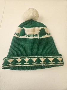 Gorra de esquí vintage Maine sombrero de invierno gorro verde blanco - Imagen 1 de 7
