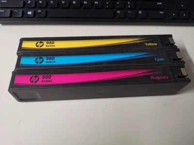Lote de 3 cartuchos de tinta HP 980 color amarillo cian magenta D8J07A-D8J09A (40%+) Foto 1 de 3