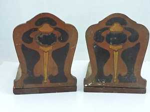 Vintage Primitive Handmade Homemade Wooden Bookends Book Ends Arts & Crafts # 1 - Picture 1 of 12