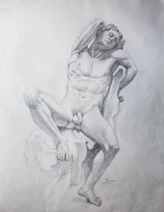 Richard Ennis (1958-). Barberini Faun. Drawing. Pastel. - Picture 1 of 1