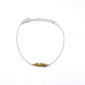 Roh Diamant Armband Edelsteinarmband gefaßt in 925 Silber Gelb ca.17 bis 20,5 cm - Picture 1 of 2