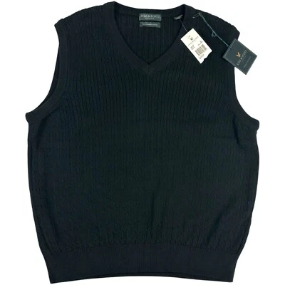 Chaleco Suéter Tejido con Cable Lyle & Scott Para Hombres Negro Cuello en V Algodón Talla S Nuevo con Etiquetas Foto 1 de 4