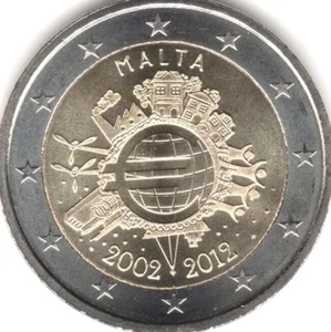 manueduc   MALTA   2012  2 EUROS  DECIMO ANIVERSARIO TYE NUEVOS  - Imagen 1 de 1
