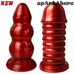 Red Huge Pull Bead Anal Plug Dildo Big Ass ButtPlug Suction Cup Anal Sex Toys - Picture 1 of 30