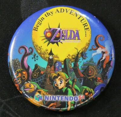 2000 Nintendo N64 Legend of Zelda Majora's Mask Store Promo Pin Button RARE - Image 1 of 2