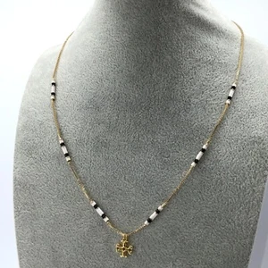 Auténtica cadena de collar Kira esmaltada en oro Tory Burch - Imagen 1 de 5
