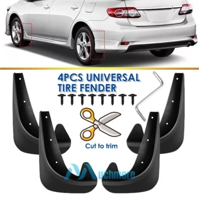 4PCS Car Mud Flaps Splash Guards Universal Auto EAV Mudguard Front & Rear Fender - Image 1 of 4