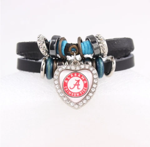 New Alabama Crimson Tide leather Adjustable Charm Bracelet, Gift for Her Mom Cover