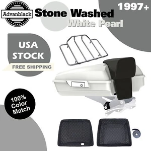 Advanblack Stone Washed White Pearl Razor Tour Pack Luggage For 97+ Harley - Picture 1 of 22