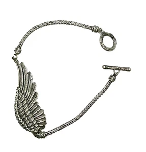 Sterling Silver 925 Angel Wing Bracelet Fancy Chain Toggle Clasp 13.4 Grams - Picture 1 of 12