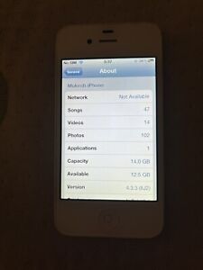 Apple iPhone 4 16 GB White iOS 4 4.3.3 Rare Read Desc Tested Works iPod App