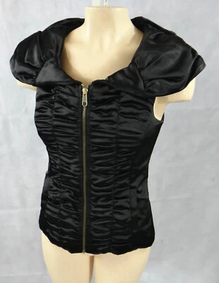 BCBGeneration puffy VEST TOP sample victorian ruffle satin small xs gothic punk - Image 1 of 4