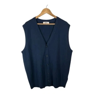 Turnbury Extra Fine Merino Wool Navy Blue Sweater Button Down Vest Men Size XL - Picture 1 of 8