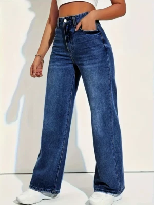 Damen Mom Jeans Stretch Schlaghose Loose Denim High Waist Bootcut Boyfriend - Bild 1 von 4