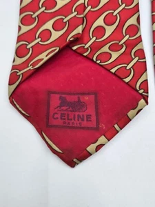 CELINE PARIS SILK TIE WITH CHAIN LINK PATTERN - Picture 1 of 10