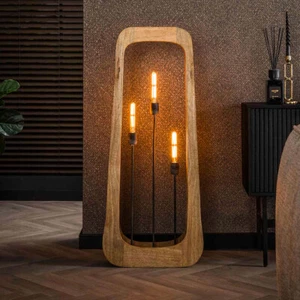 Stehlampe ABRAY 3L H 120 cm Mango Massivholz Standleuchte Flurlampe Flurleuchte - Bild 1 von 5