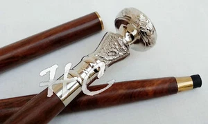 Bastón para caminar antiguo de madera con mango de cabeza de latón liso de diseño  - Imagen 1 de 5