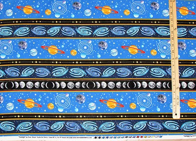 Tela a rayas Starlight Sistema Solar Planetas del Espacio Exterior por 1/2 yarda #1035M Foto 1 de 2
