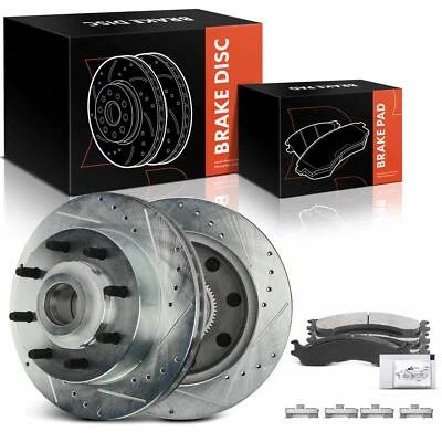 Rotor de freno perforado y pastilla de freno de cerámica para Dodge B2500 B3500 Ram 2500 furgoneta delantera Foto 1 de 4