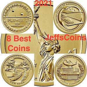 2021 PD Innovation Dollar komplett alle NH VA NY NC 8 Münzen NEU P D BESTES AUSSEHEN - Bild 1 von 18
