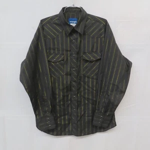 Wrangler Western Shirts Gray Snap Pinstripe Long Sleeve Pockets Size Large - Picture 1 of 10