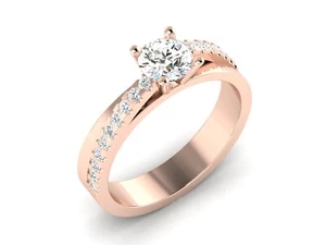 Diamond Women's Ring GCI IGI Certified Lab Grown Round 0.70 Ct 14k Rose Gold 7 8 - Picture 1 of 7