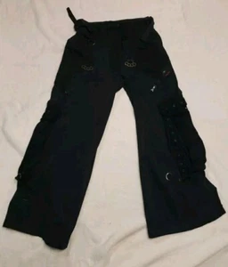 VTG Tripp NYC 30 X 30 Wide Leg Pants Black Brass Knuckle Goth Punk Rave DISTRESS - Picture 1 of 13
