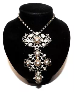 ANTIGUO COLGANTE CRUZ MARIPOSA PAPILLON CROIX FLAMENCO GEORGIANO PLATA Y PASTA - Imagen 1 de 11