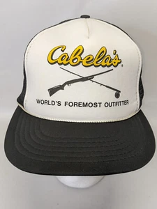 Cabela's Caza Pesca Snapback Camionero Sombrero Gorra Cuerda Espuma Negro/Blanco - Imagen 1 de 8