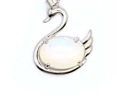 Collana ciondolo cigno pietra di luna naturale con GARANZIA argento 925 NUOVA - Immagine 1 di 3