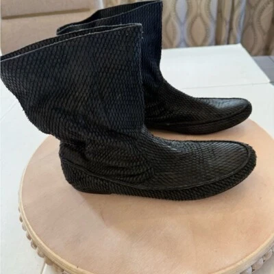 Elizabeth And James Mujer Botas Negro Reptil Repujado Botines Cuero Talla 9.5 Foto 1 de 4