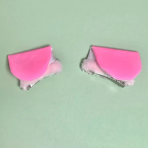 Easter Bunny Hair Clips Ears, Lop Eared Rabbit Barrettes, Pink glow in the Dark, - Picture 1 of 4