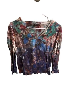 AMsHKAHN Rose Inc. Hoodie Blumen Strass bunt Langarm Hippie Boho - Bild 1 von 19
