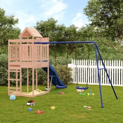 Outdoor Playset Natural wood, blue Solid douglas wood, Polypropylene — 第 1/4 张图片
