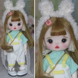 Bambola BJD 1/8 16 cm bambola bambina con set completo abiti parrucca lunga scarpe bambini fai da te giocattoli - Foto 1 di 5