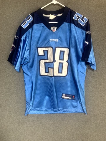 Tennessee Titans Jersey Men Size 52 Chris Johnson Light Blue Reebok Throwback Cover