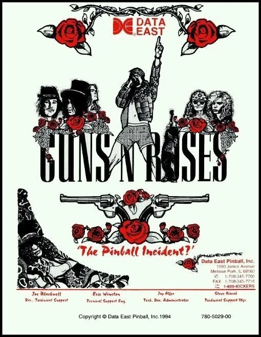 Guns N Roses Pinball Machine Manual & Schematics - Data East - Image 1 of 1