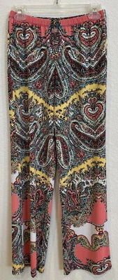 Coco Bianco Colorful Paisley Palazzo Wide Leg Pants Size Medium - Image 1 of 2
