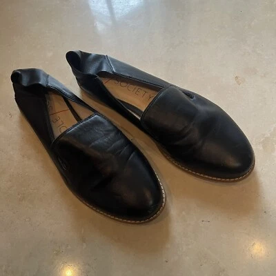 Sole Society Jameson Sz 8  Black Goat Leather Slip On Round Toe Loafer Shoes - Image 1 of 4