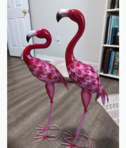 Metal Flamingo Garden Statues Large Bird Sculptures Outdoor Patio Decor Yard Art - Picture 1 of 12