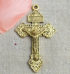 Free Ship 20 pcs Antique gold Jesus cross charms pendant 56x34mm L-4918 - Picture 1 of 4