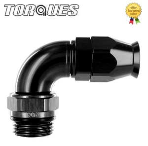 AN-8 (8AN JIC-8) To ORB-10 7/8" 90 Degree ULTRAFLOW Teflon Hose Fitting BLACK - Picture 1 of 1