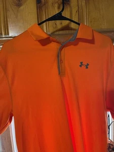 Under Armour Loose Men’s- Size Large Tall - Orange Golf Shirt - Picture 1 of 3