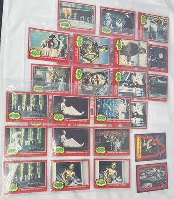 1977 Topps Star Wars Red Border Series 2 Trading Card Set Lot of 26 + 2 Stickers - Image 1 of 4