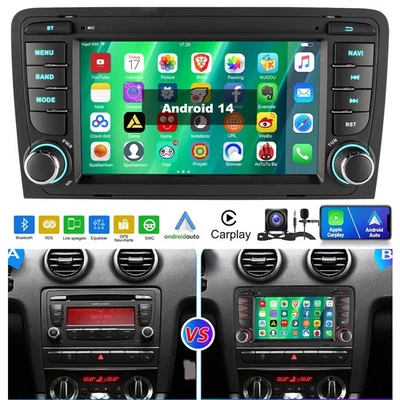 Für Audi A3 S3 RS3 8P 2+32 GB Carplay Autoradio Android 14 GPS Navi RDS Kamera - Bild 1 von 4